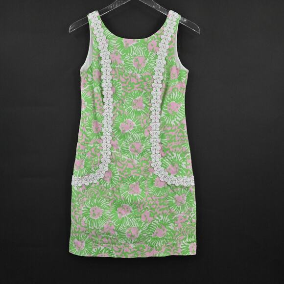 LILLY PULITZER Dress Size 2 Liz Sleeveless Shift Cabana Pink Sunnyside Vacation - Picture 2 of 13